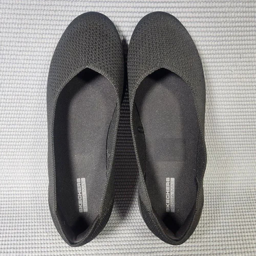 Skechers Goga Gen 5 Mat Women’s Size 7.5 Black Memory Foam Slip On Shoes 14745